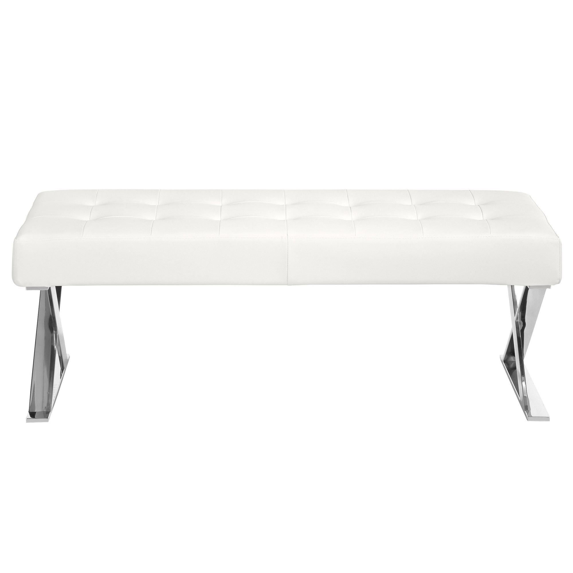 SITZBANK Rechteckig Weiß Stahl 120/45/42 cm - Edelstahlfarben/Weiß, Leder (120/42/45cm) - ANGEL CERDA