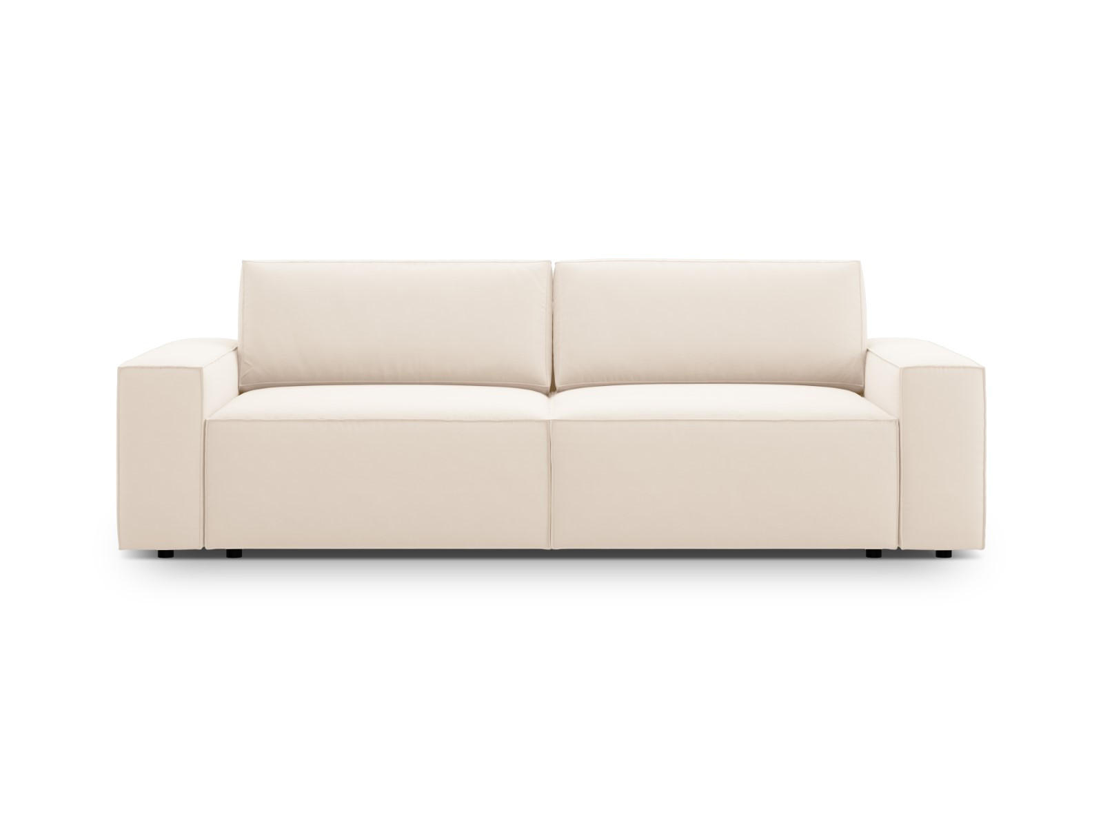 SOFA ausklappbar mit Bettkasten Jodie aus Samt leichtes beige 3 Sitzplätze - Creme, Textil (107/86/247cm) - Micadoni