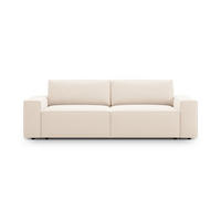 SOFA ausklappbar mit Bettkasten Jodie aus Samt leichtes beige 3 Sitzplätze - Creme, Textil (107/86/247cm) - Micadoni