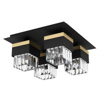 DECKENLEUCHTE BARRANCAS Schwarz - Goldfarben/Schwarz, Glas (38/38/18cm) - Eglo