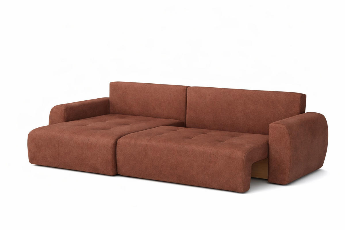 ECKSOFA Mit Schlaffunktion Und Bettkasten L-Form Ivo L, Veloursstoff Salvador, Dunkelbraun, Links - Dunkelbraun, Holz (250/142cm) - Kaiser Möbel