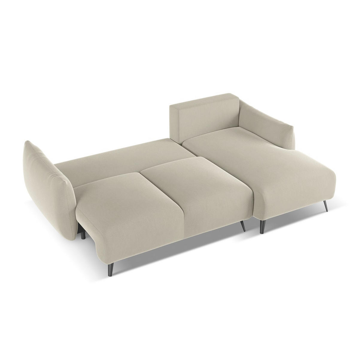 ECKSOFA mit Schlaffunktion Samt Stoff Creme - Perlmutt/Creme, Textil/Metall (242/162cm) - LaMiaSofa