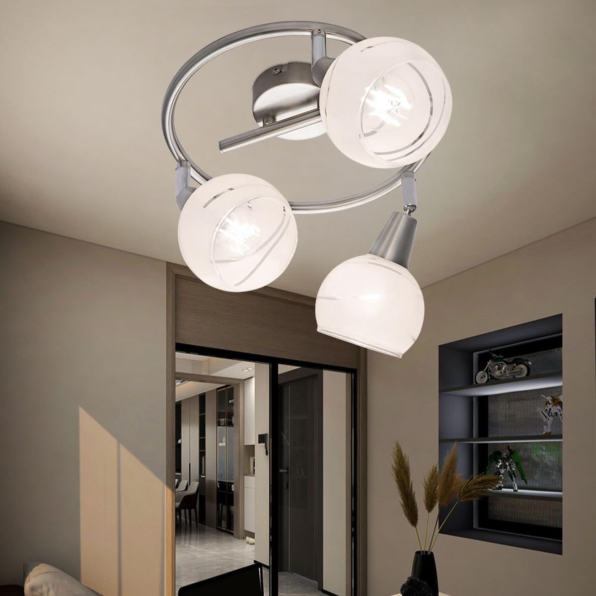 LED DECKENLEUCHTE Metall Chrom Silber - Silberfarben, Glas (25/25/21cm) - Globo Lighting