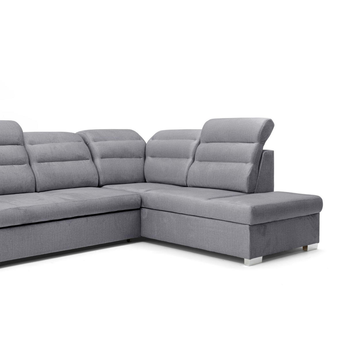 ECKSOFA U-Form CLOUD U Rechts mit Schlaffunktion 120x252 Velours Grau - Silberfarben/Grau, Holz/Kunststoff (202/103/320cm) - Muffo
