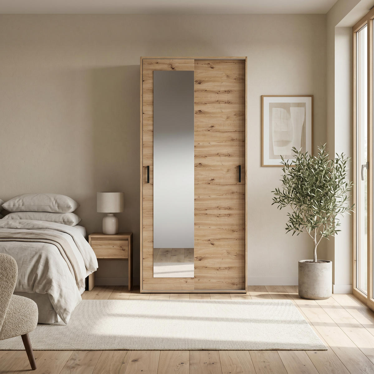 GARDEROBENSCHRANK BENVENO 90/21040 Modern Garderobenschrank Eiche Artisan - Eiche Artisan, Holzwerkstoff (90/210/40cm) - MASSENO