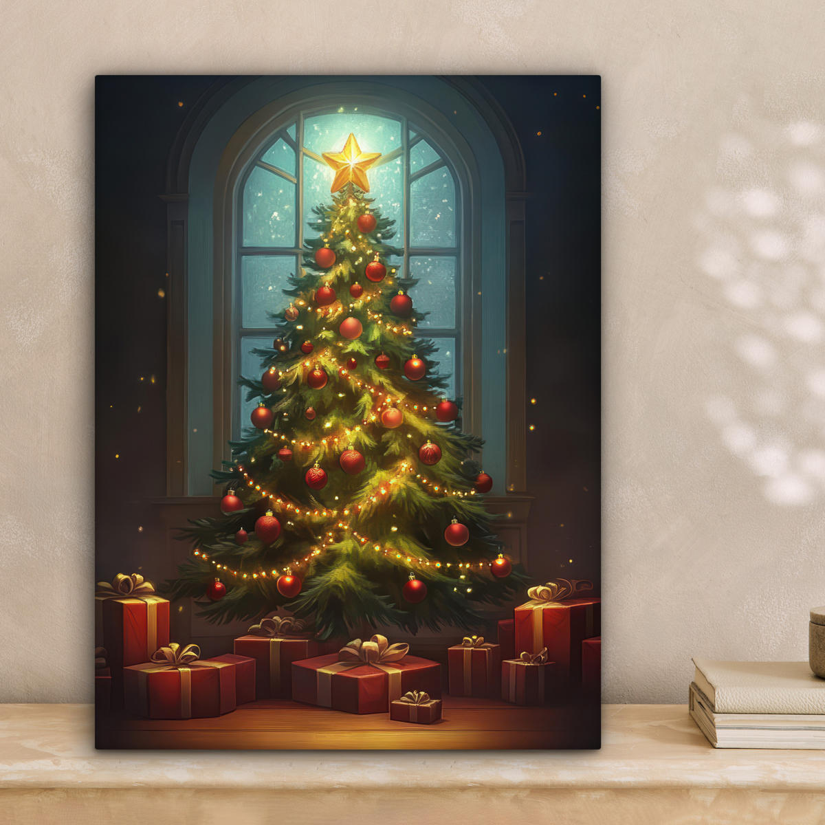 LEINWANDBILD Weihnachtsbaum - Geschenk - Winter Room Decor 30x40 cm - Grün, Textil (30/40cm) - MuchoWow