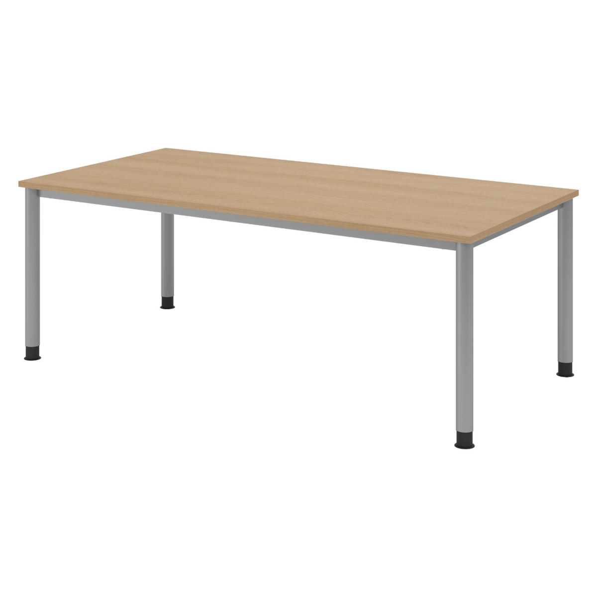 SCHREIBTISCH Serie-H Gestell: Silber 100/200/74 cm in Eichefarben - Eichefarben, Holzwerkstoff (100/200/74cm) - bümö
