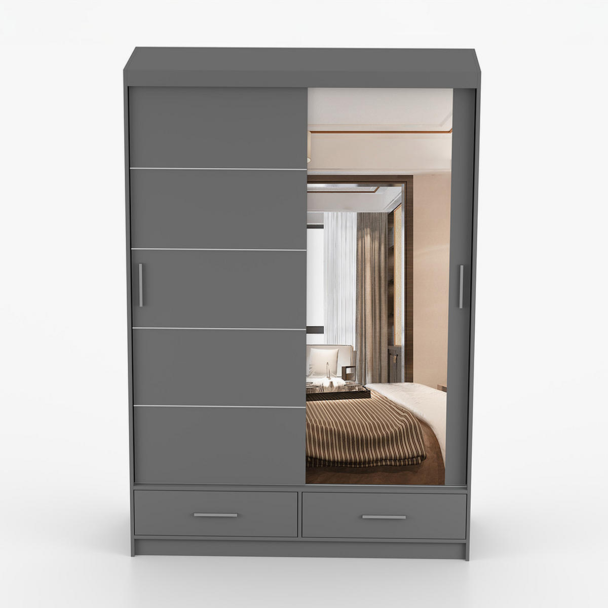 KLEIDERSCHRANK Florence 150 cm, 150/218/61, 2-türig, grau - Grau, Holzwerkstoff (150/218/61cm) - imoebel24