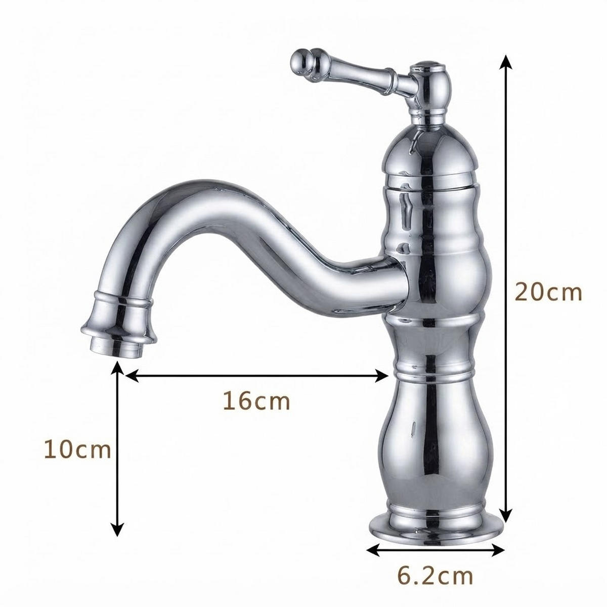 BADEZIMMERARMATUR, 20 x 6,2 cm, silber - Silberfarben, Metall (30/10/25cm) - Vallsero