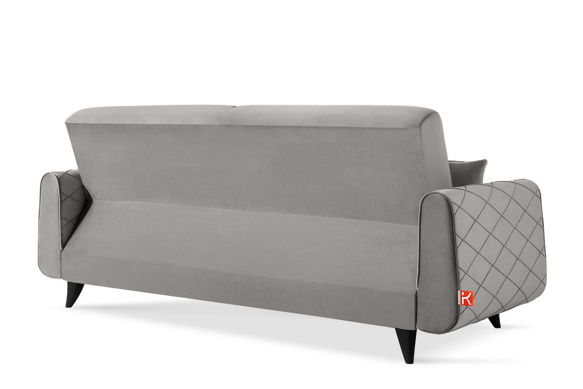 3-SITZER-SOFA GUSTAVO III Sofa 3 Velours, Hellgrau - Hellgrau, Holz/Holzwerkstoff (230/98/98cm) - KONSIMO®