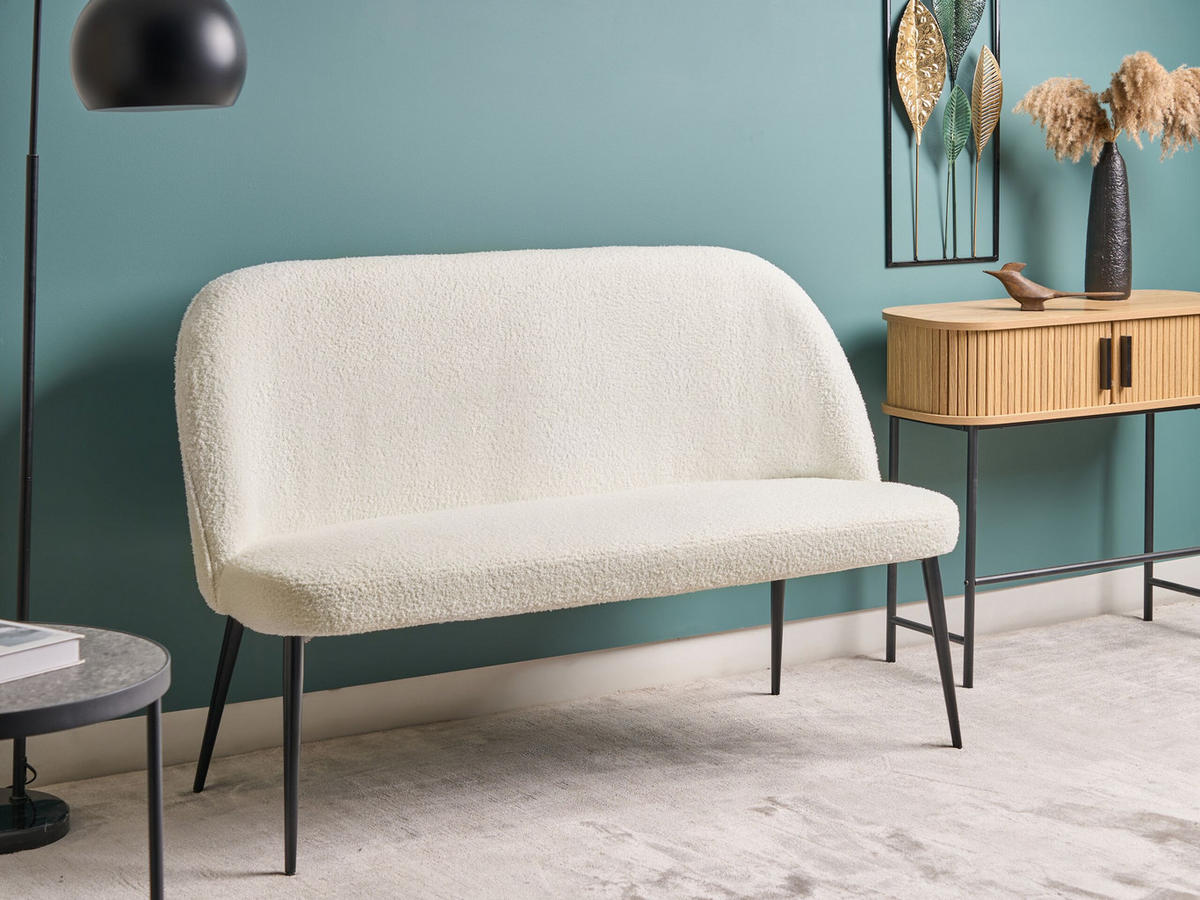 2-SITZER-KÜCHENSOFA Bouclé hellbeige Osby - Beige/Schwarz, Textil (130/85/49cm) - Beliani
