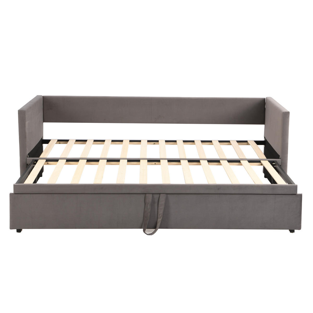 POLSTERBETT Tagesbett 90/180 × 200 cm, grau, Samt, Multifunktionsbettgestell, ausziehbares Bett, Wohnzimmer - Grau, Holz (180/200cm)