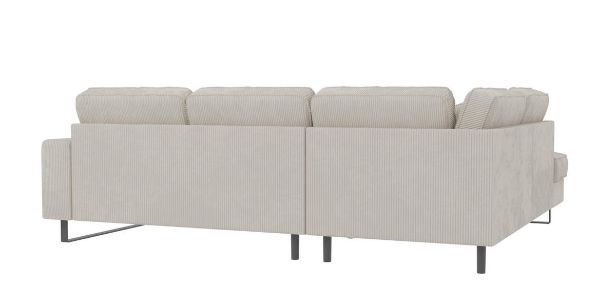 ECKSOFA Floe Beige Cord - Beige/Schwarz, Holz/Kunststoff (290/231cm) - S-Style Möbel