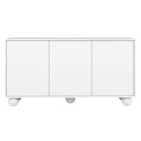 KOMMODE Adel mit 3 Türen und runden Füßen, 154 cm, Griffloss, Weiß - Weiß, Holzwerkstoff (154/81/38cm) - Beautysofa