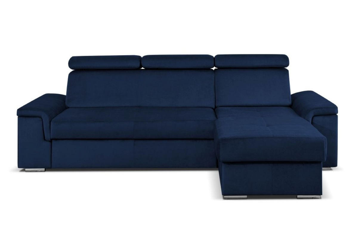 ECKSOFA Monaco L-Form mit Schlaffunktion und Bettkasten 245 cm, dunkelblau - Dunkelblau, Holz/Kunststoff (245/163cm) - Margaret Hadas24