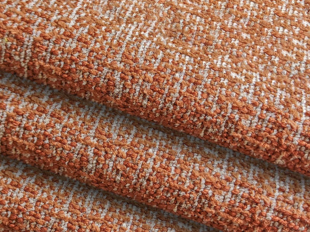 3-SITZER SOFA mit Schlaffunktion Strukturstoff Stoff Orange - Terra cotta/Schwarz, Kunststoff/Textil (238/82/105cm) - Makamii