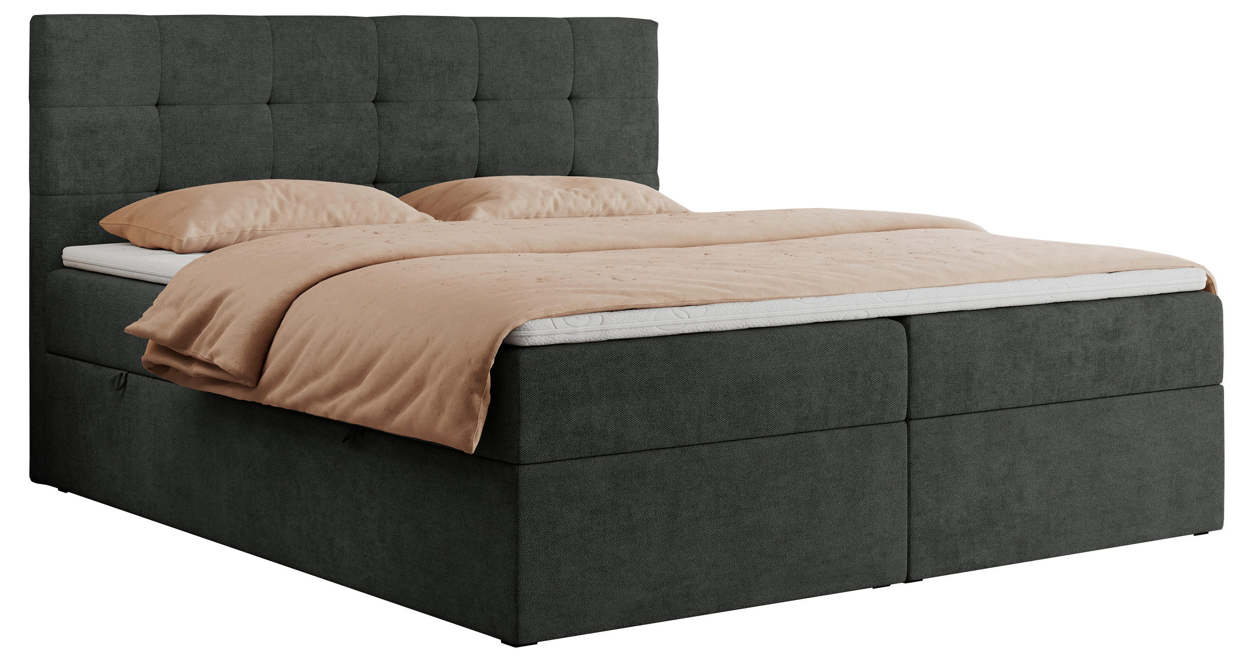 BOXBETT CENTO 140/200 Dunkelgrau Strukture - H4 - Dunkelgrau, Holz/Textil (140/200cm) - MKS