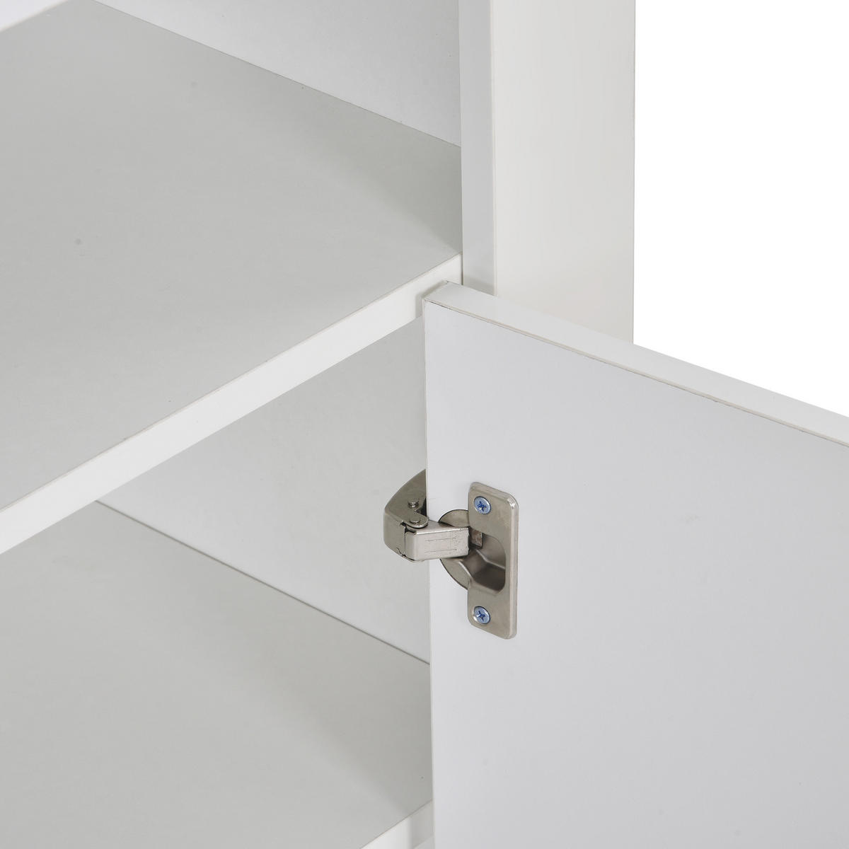 SIDEBOARD in Weiß Hochglanz-Aufbewahrungsschrank mit LED-Licht für Esszimmer und Wohnzimmer, B108/T40/H92cm - Weiß, Holzwerkstoff (108/92/40cm) - STILVORA