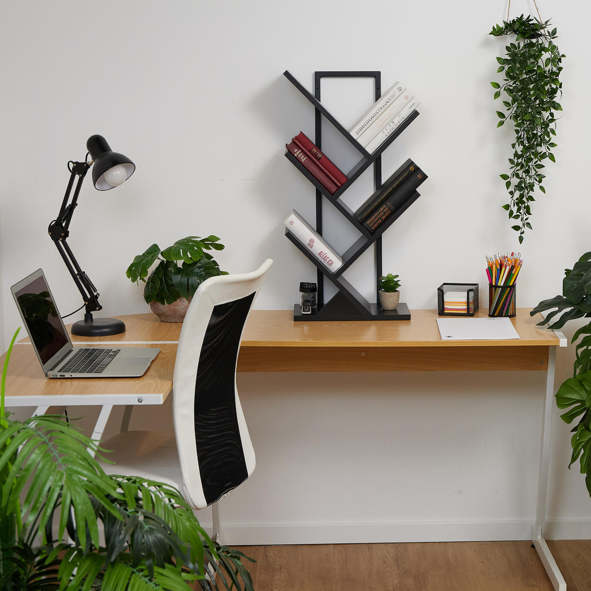 BÜCHERREGAL - Schwarz, Holzwerkstoff/Metall (40/71/21.5cm) - Relaxdays