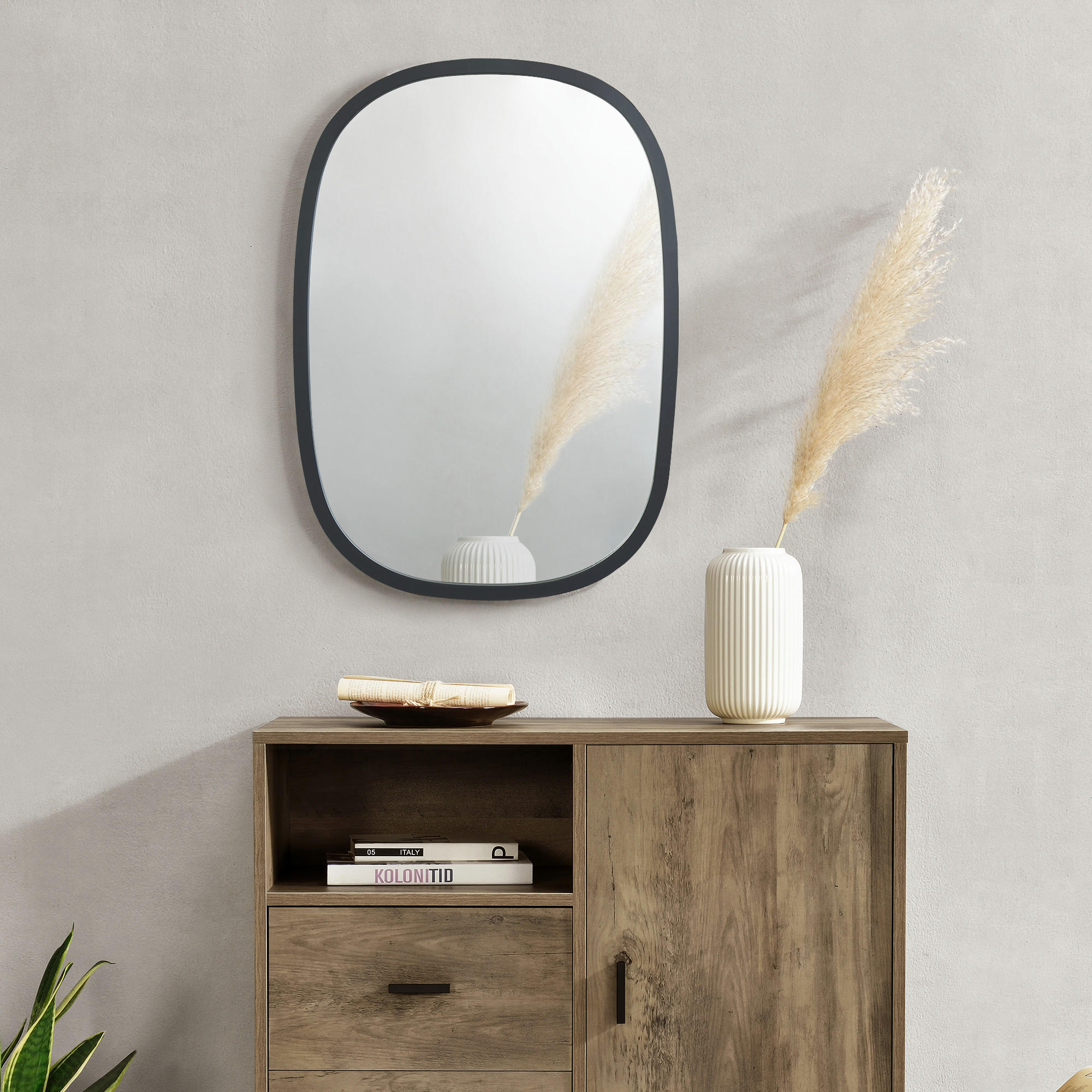 WANDSPIEGEL Copertino - Schwarz, Glas/Holzwerkstoff (46/70/66cm) - [en.casa]