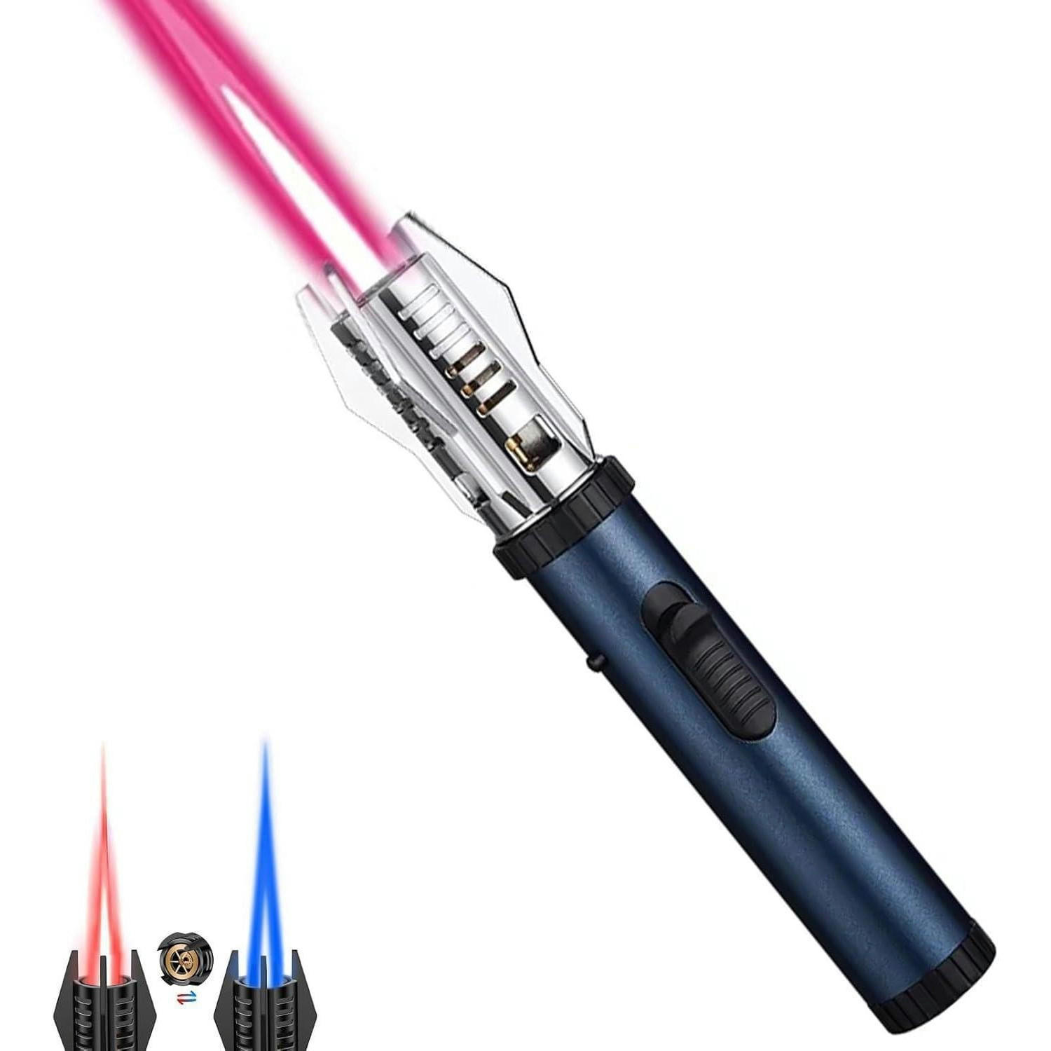 STURMFEUERZEUG Jetflamme nachfüllbar blau einstellbar winddicht - Multicolor, Metall (2.8/2.8/20cm)
