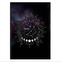 POSTER Sternzeichen Steinbock A3 Schwarzer Rahmen - Schwarz, Papier (29.7/5/42cm) - Nacnic