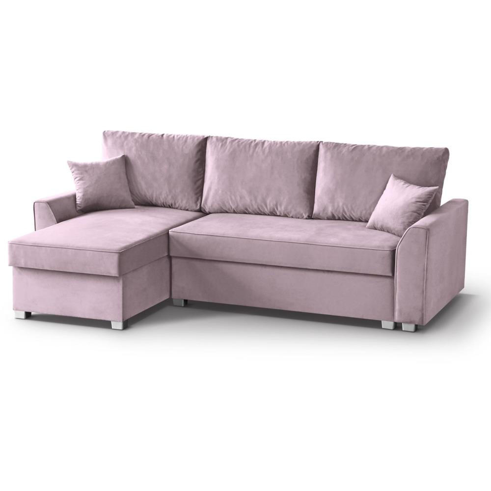 ECKSCHLAFSOFA Teramo rosa - Schwarz/Rosa, Kunststoff/Textil (235/150cm) - Beautysofa