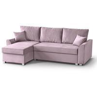 ECKSCHLAFSOFA Teramo rosa - Schwarz/Rosa, Kunststoff/Textil (235/150cm) - Beautysofa