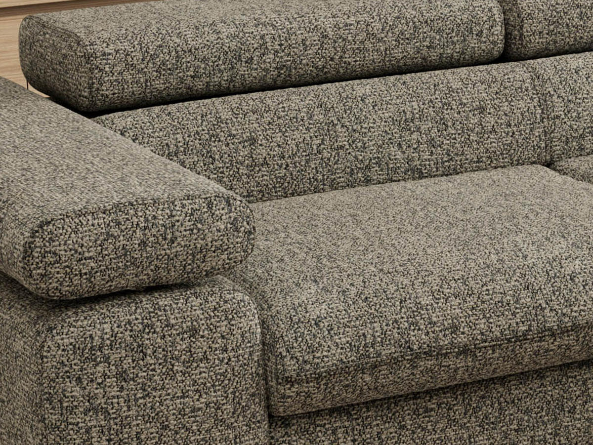 ECKSOFA PABLO L Grau Struktur - Rechts Seite mit T25 Topper - Schwarz/Grau, Textil/Metall (273/208cm) - MKS