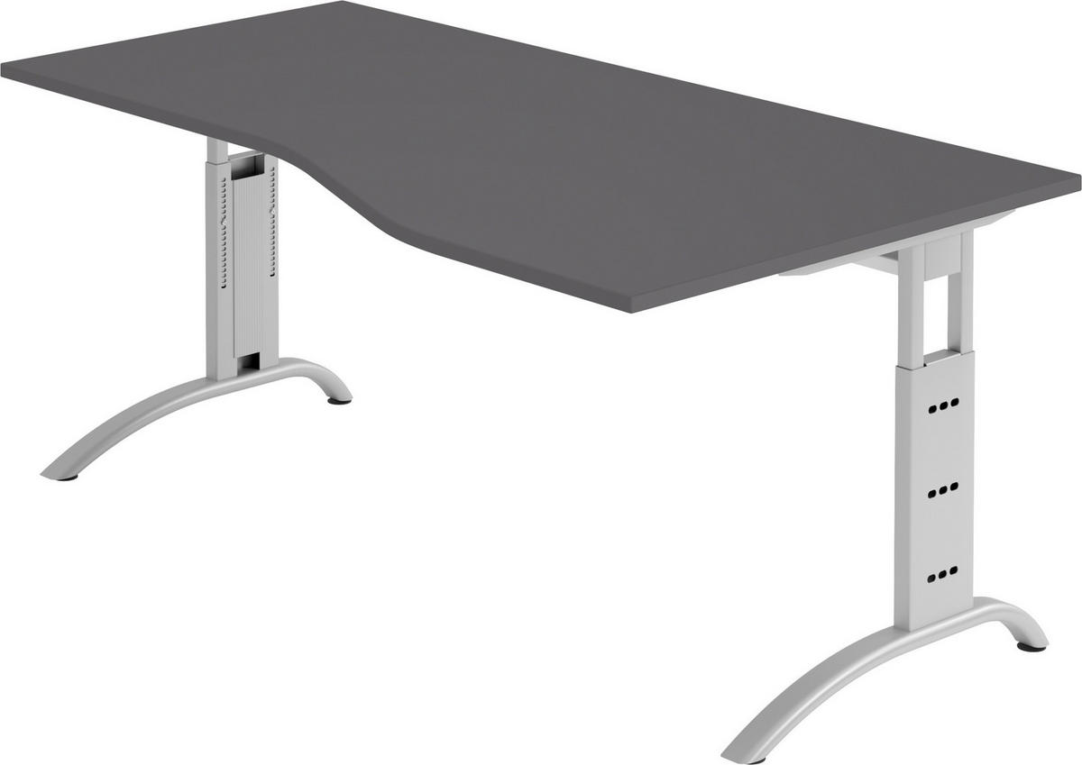 SCHREIBTISCH Serie-F 100/180/74 cm in Graphitfarben - Graphitfarben, Holzwerkstoff (100/180/74cm) - bümö