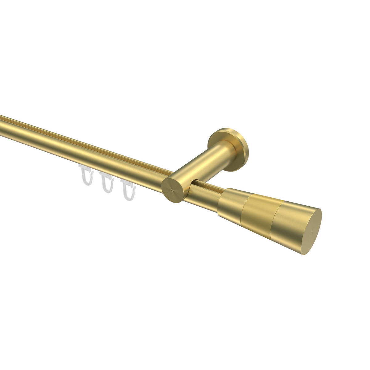 INNENLAUF-GARDINENSTANGEN-SET Platon Tanara 200 cm, 1-läufig, 20 mm Ø Messing-Optik - Messingfarben/Goldfarben, Metall (200cm) - INTERDECO