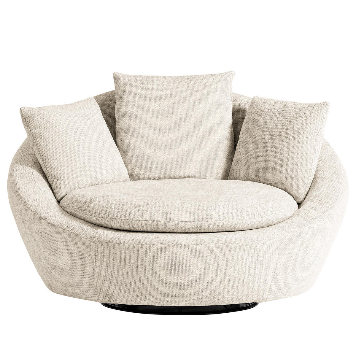 DREHSESSEL - Webstoff - Beige/Schwarz, Textil/Metall (133/80/112cm) - home24