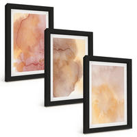 BILDER SET 3er Set - 20x30 cm Schwarzer Rahmen - Warme, farbenfrohe Aquarelltexturen - Schwarz, Kunststoff (20/30cm) - TULUP
