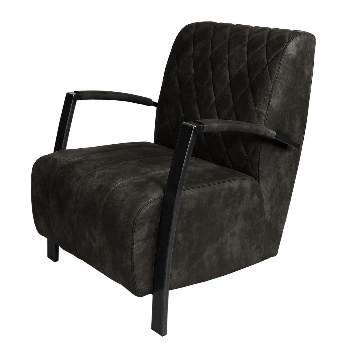 POLSTERGARNITUR (3-2-1) - Antiklederlook - Grau, Textil (1/1/1cm) - home24