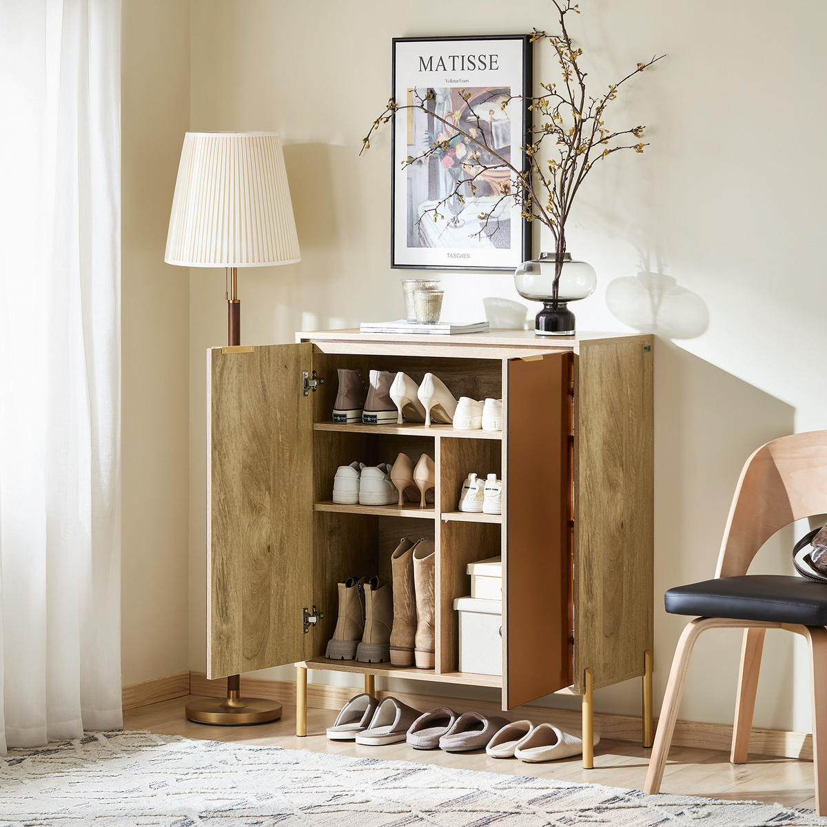 SCHUHSCHRANK Gold - Goldfarben, Glas/Holzwerkstoff (83/100/38cm) - SoBuy