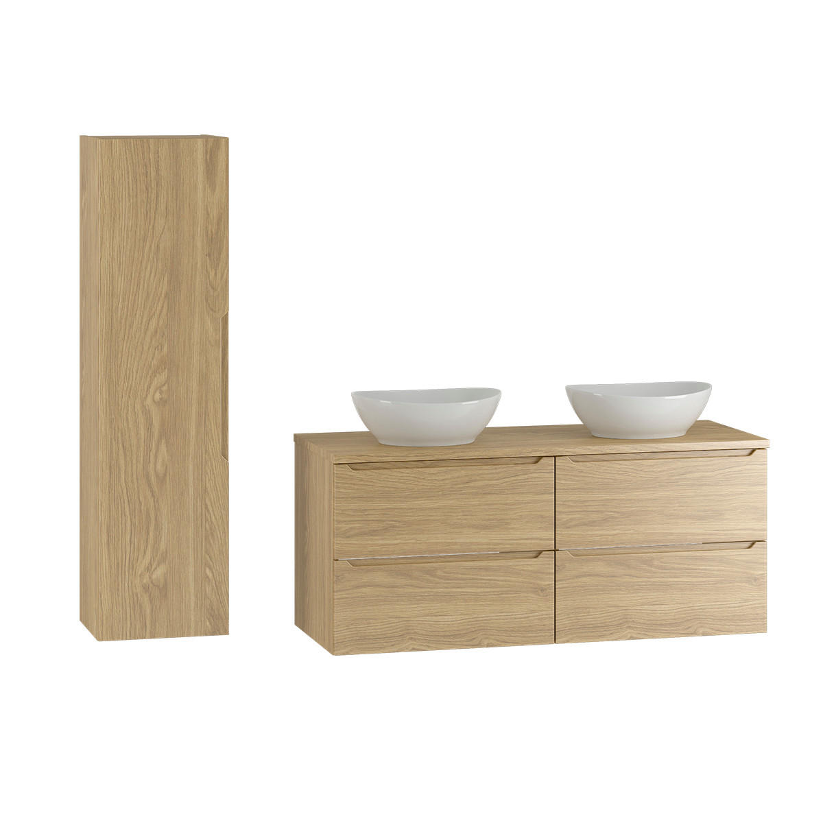 BADMÖBEL 120.6cm Viggo 2er-Set Holz - Braun, Holzwerkstoff (120.6/52.2/46.5cm) - Petits-meubles