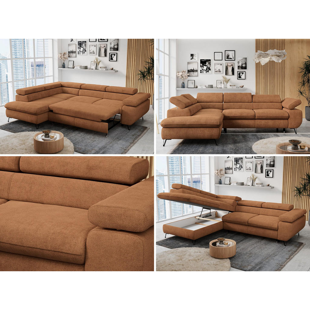 Thumbnail - MKS Ecksofa, Orange, Textil, 3-Sitzer, L-Form,L-Form, 273x208 cm, Oeko-Tex®, Wohnzimmer, Sofas & Couches, Wohnlandschaft...