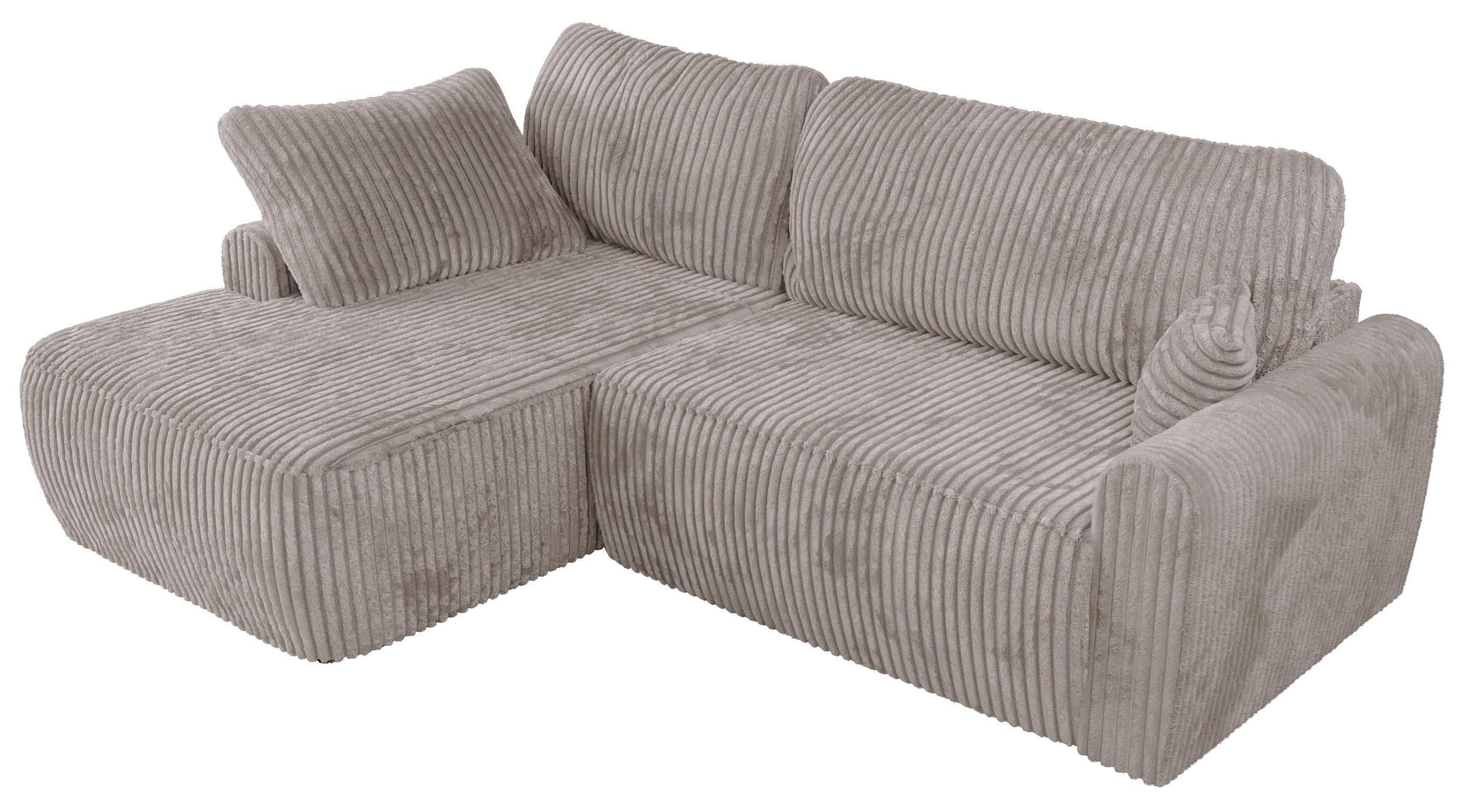 ECKSCHLAFSOFA CUBO L Hellbraun Cord - links - Hellbraun/Schwarz, Kunststoff/Textil (273/187cm) - MKS