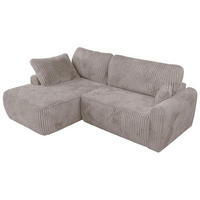 ECKSCHLAFSOFA CUBO L Hellbraun Cord - links - Hellbraun/Schwarz, Kunststoff/Textil (273/187cm) - MKS