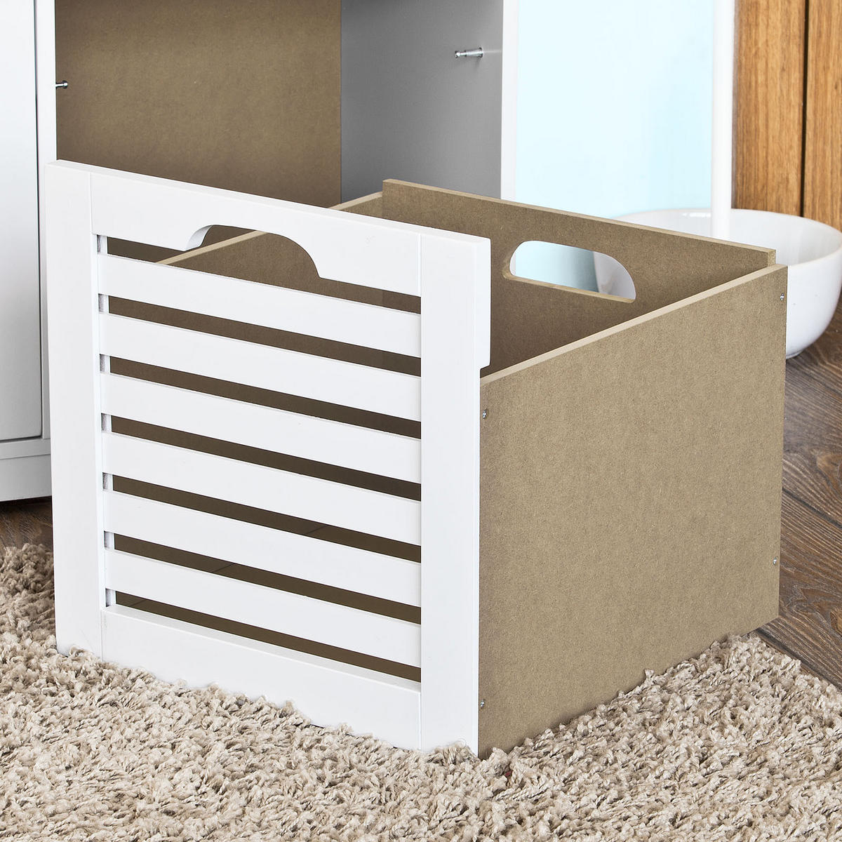 SCHUHBANK Weiß - Weiß, Holzwerkstoff (105/43/35cm) - SoBuy