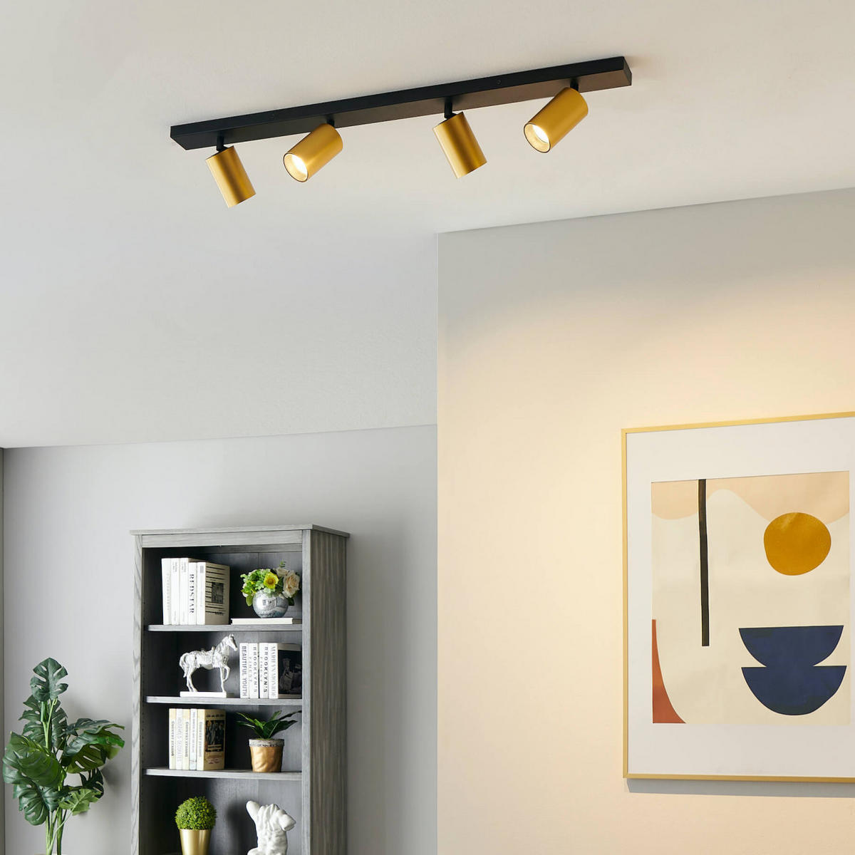 DECKENLEUCHTE Lewis, Schwarz und gold, 80cm - Goldfarben, Metall (80/6/12.7cm) - KOSILUM