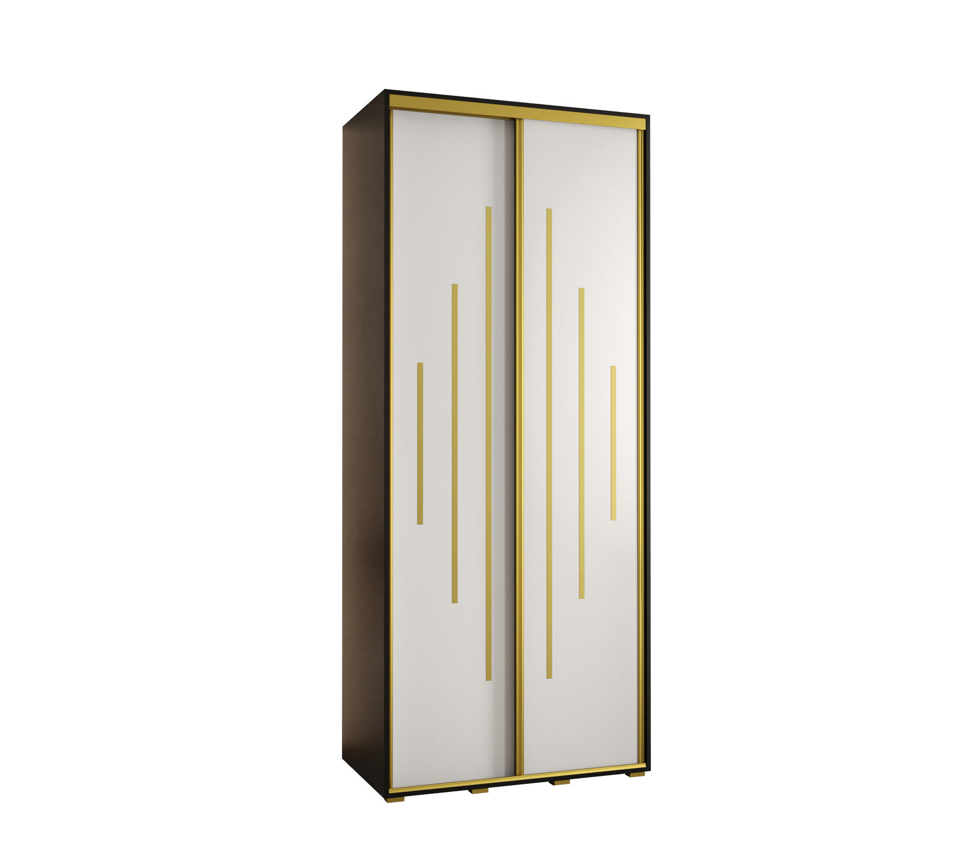 Abiks Möbel Schwebetürenschrank Schwarz, Weiß, Gold 100x235x45 cm