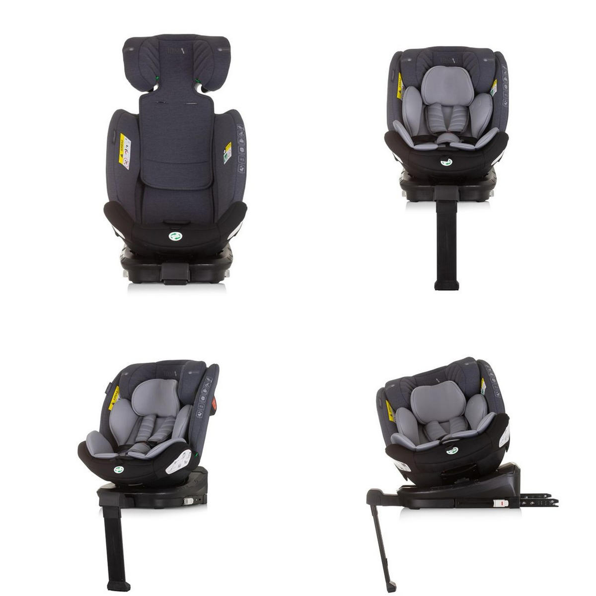 KINDERSITZ Tourino i-Size (40-150cm) grau/hellgrau Isofix, höhenverstellbar, Stützbein, drehbar - Silberfarben, Kunststoff (46/78/49cm) - Chipolino