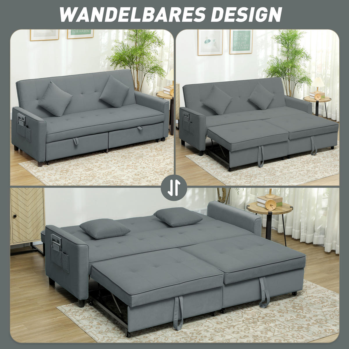 2-SITZER Sofa Grau 196.0/90.0/89.0 cm - Grau, Textil (90/89/196cm)