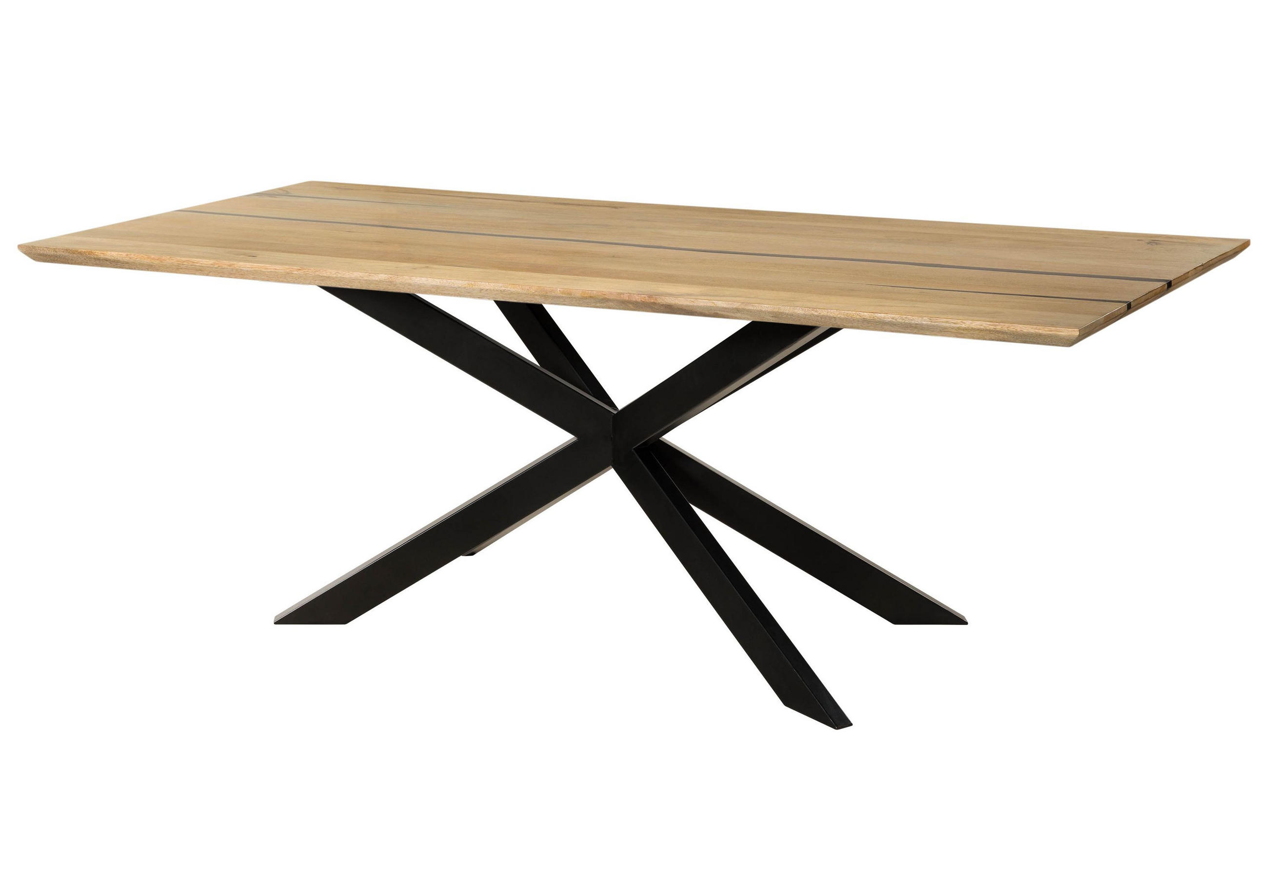ESSTISCH Mango 180x90x76 natur lackiert / Epoxid schwarz, Kreuzgestell 2 anthrazit matt EPOXY - Naturfarben, Holz (180/90/76cm) - Massivmoebel24