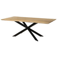 ESSTISCH Mango 180x90x76 natur lackiert / Epoxid schwarz, Kreuzgestell 2 anthrazit matt EPOXY - Naturfarben, Holz (180/90/76cm) - Massivmoebel24