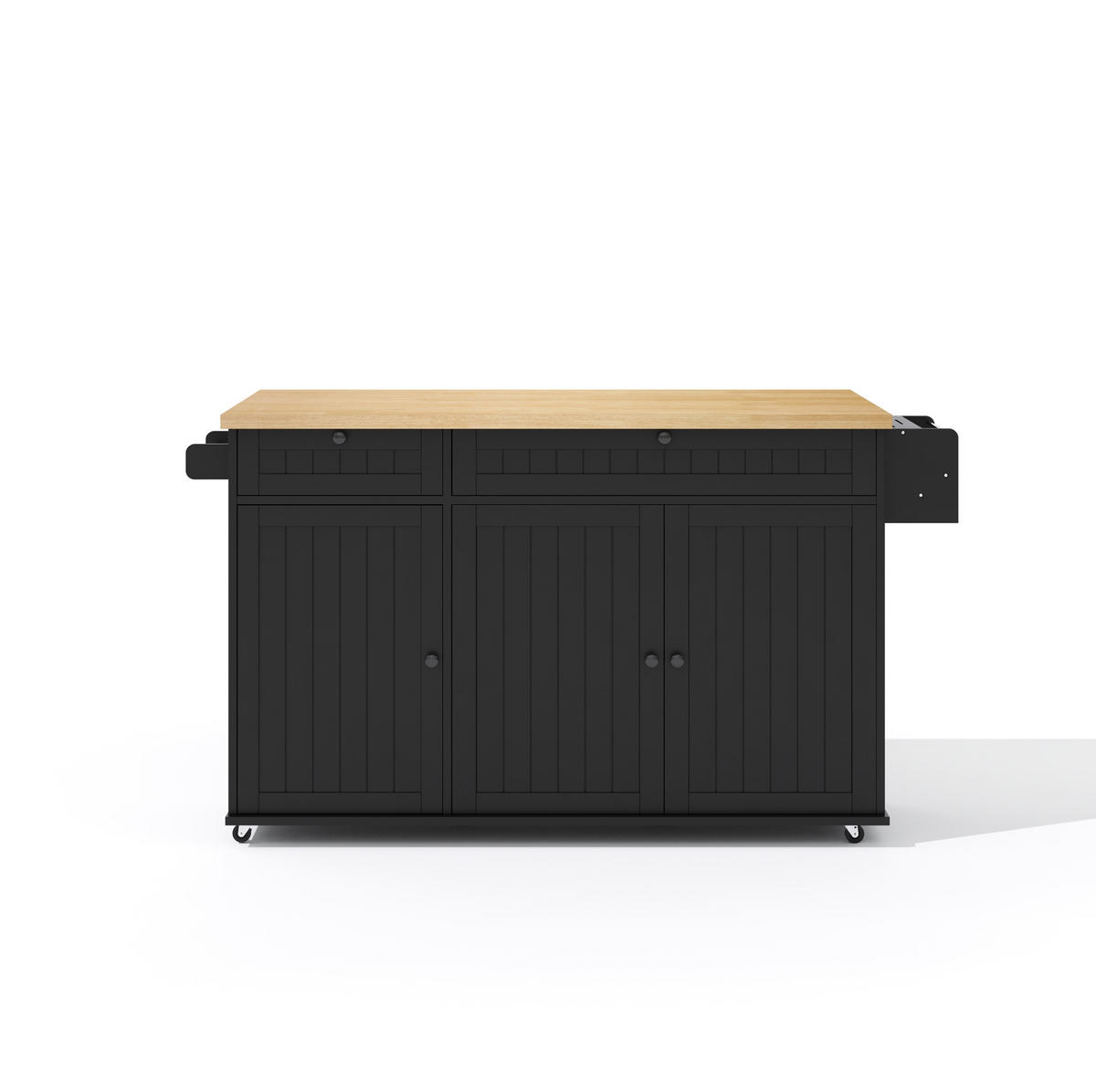 KÜCHENINSEL mit klappbarer Arbeitsplatte 137 cm MDF Natur/Schwarz - Schwarz, Holz (70/89.5/137cm) - Beauniv