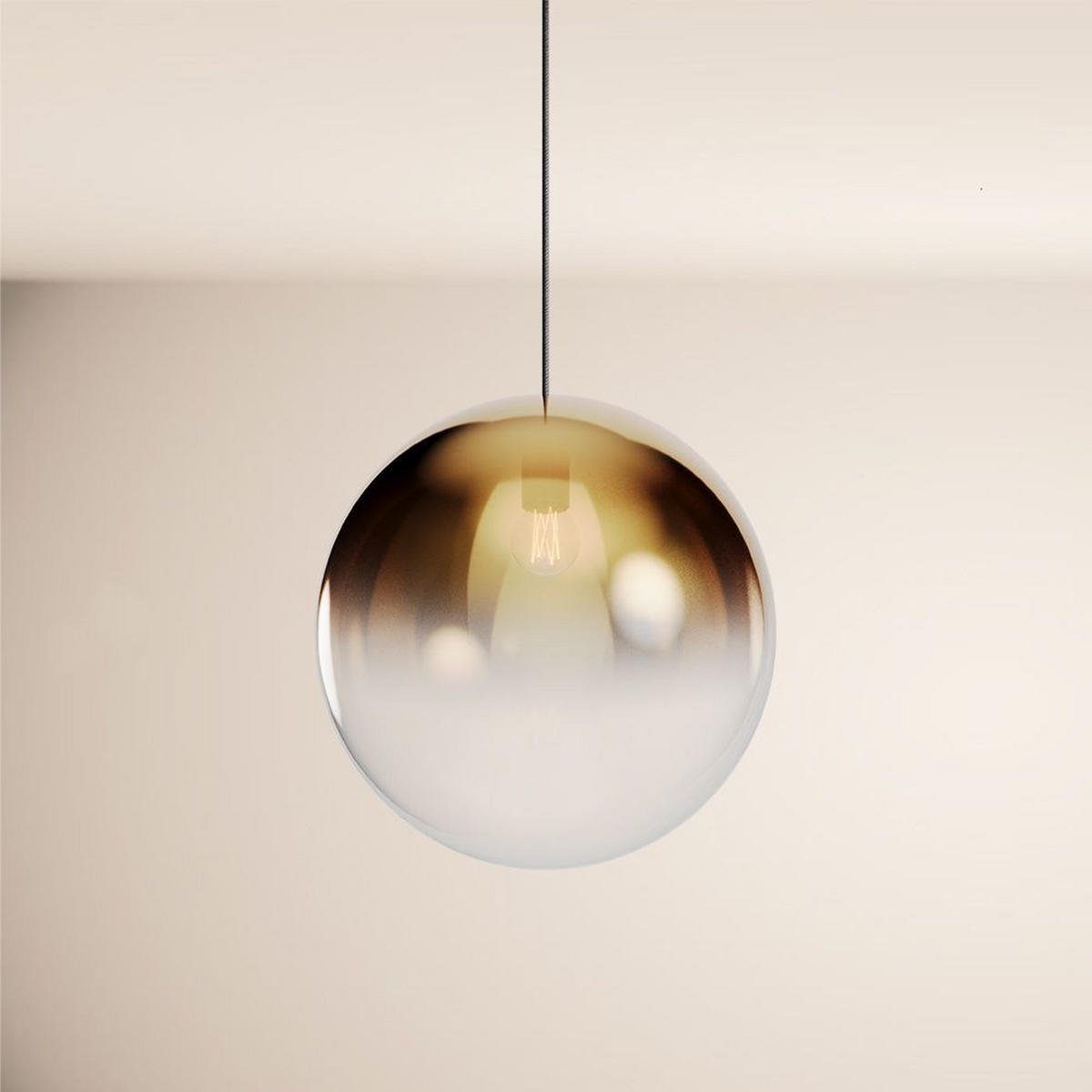 HÄNGELAMPE Orb 1.5m Abhängung Gold Verlauf/Schwarz Ø 40cm - Goldfarben, Glas (40/40/40cm) - s.luce