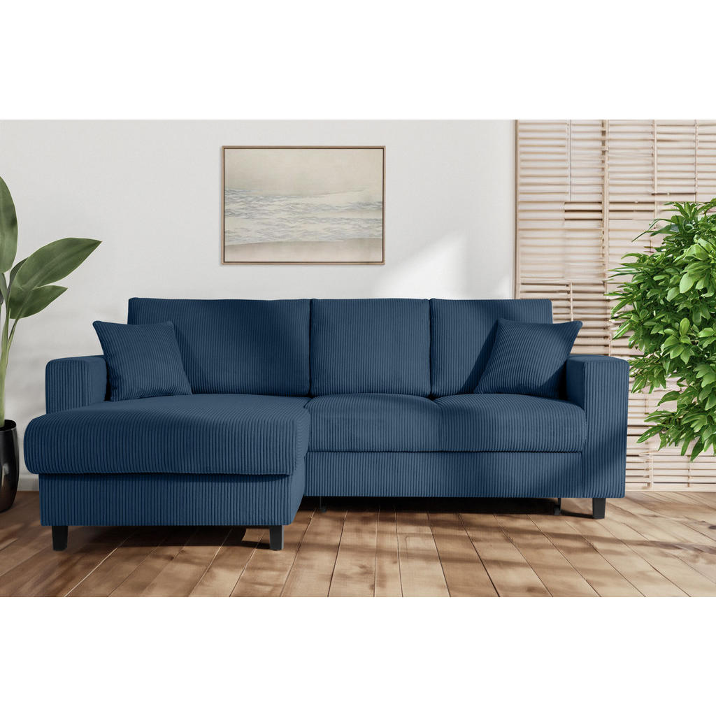 Thumbnail - Konsimo® Eckschlafsofa, Blau, Grün, Textil, L-Form,L-Form, 234x90 cm, Hergestellt in Europa, Wohnzimmer, Sofas & Couches...