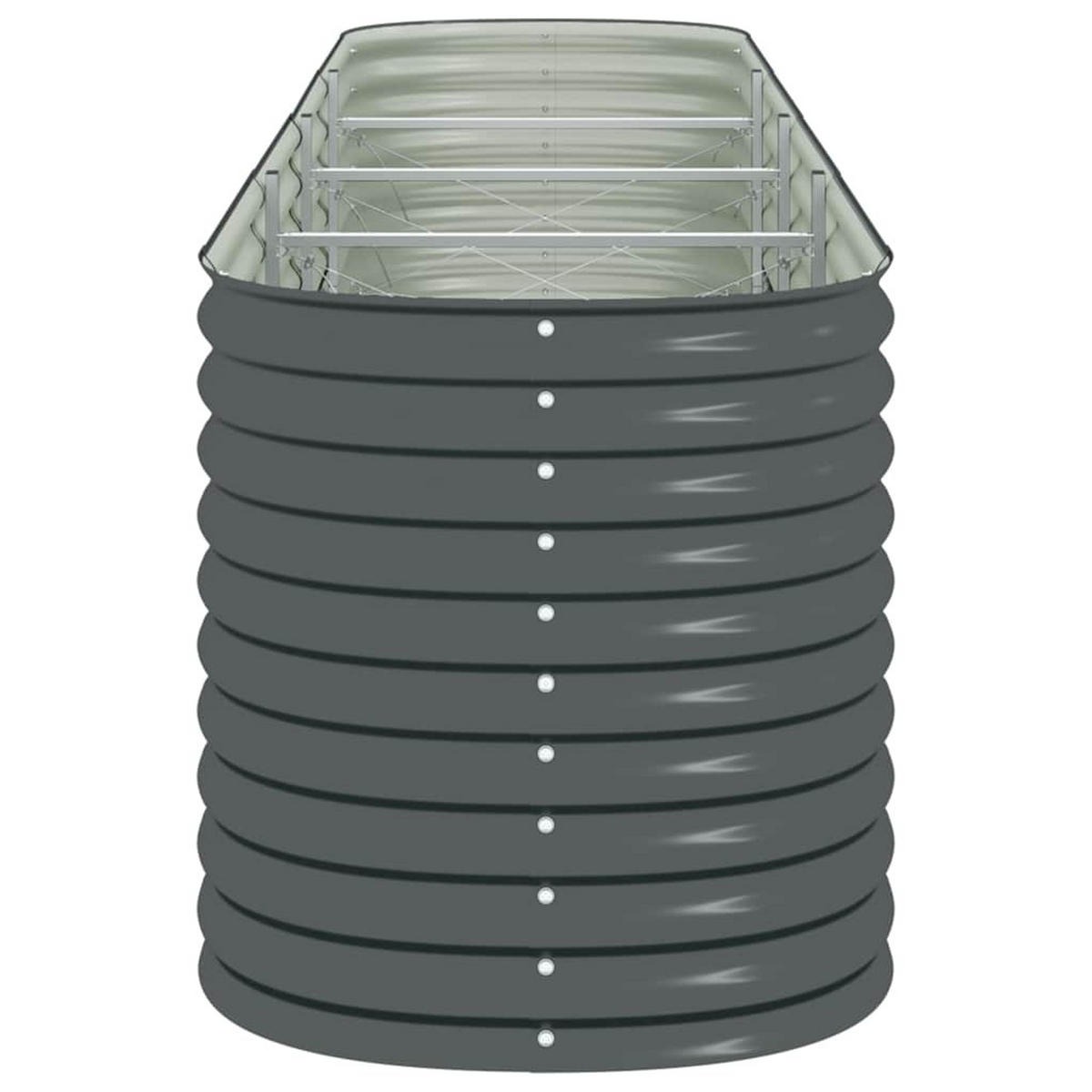 RUNDES Hochbeet für Garten BLUMO | Verzinkter Stahl | 400x80x81cm, Grau - Grau, Metall (400/81/80cm) - DELUKE